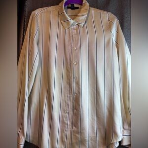 Forever 21 Cream and Black Striped Dress Shirt